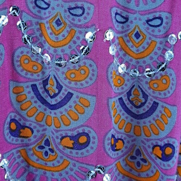 Jungle Girl One Size Swimsuit Cover Up Pink Gray Orange Sequin Embellished NWT - Picture 10 of 14
